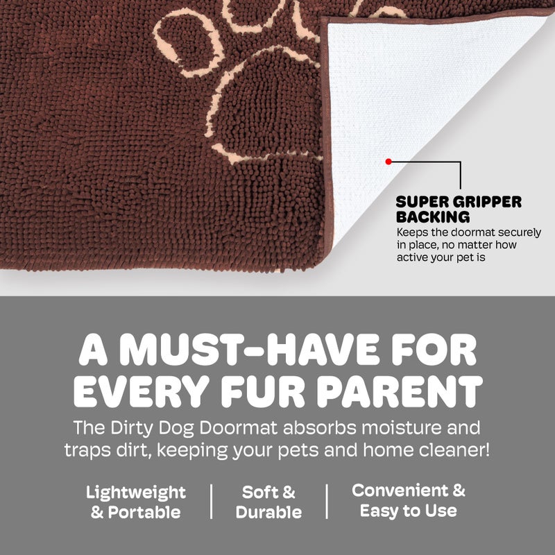 Dog Gone Smart Dirty Dog Doormat - Fast Drying Rug with Super Gripper Backing for Clean Floors - Super Absorbent Microfiber and Machine Washable Mat for Muddy Paws - Mocha - Image 4